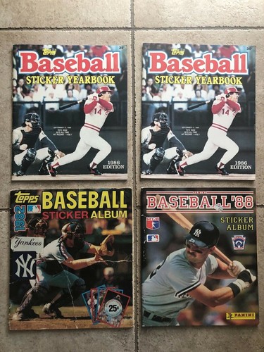 (4) 1982/86/88 Topps/Panini Baseball Sticker Albums Don Mattingly Pete Rose