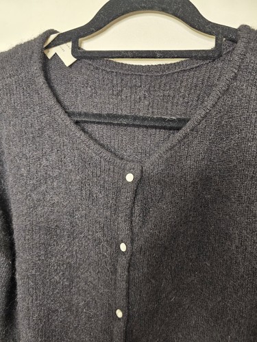 Sezane Gaspard Cardigan Size S Mohair Alpaca Blend Black Reversible Buttoned - Picture 5 of 12