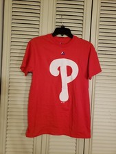 Majestic Men's Size Small Philadelphia Phillies Official Big Logo T-Shirt-Red