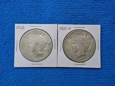 1922 & 1922-D Peace Silver Dollars $1 - Lot Of Two 2