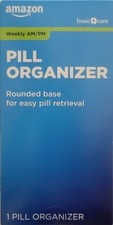 Amazon Basic Care 7-Day AM/PM Pill Organizer Large Compartment Blue/Clear Lids