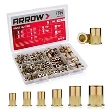 Arrow 200pcs SAE High Carbon Steel Zinc Plated Rivnut Assortment Kit Rivet Nut