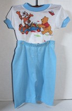 Vintage WINNIE the POOH PAJAMA Set SHORT SLEEVE Top BLUE Pants SNAPS 17-21 lbs