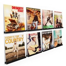 Emfogoo 8 Pack Vinyl Shelf Wall Mount 12 Inch Wood Vinyl Record Holder Wall