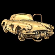 1950s Model Corvette Solid Brass Vintage Belt Buckle