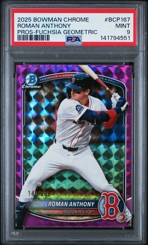 2025 Bowman Chrome Roman Anthony Fuchsia Geometric /299 PSA 9