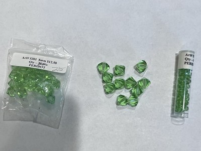 Swarovski Crystal Bead Lot Green Emerald Peridot Bicone Round Rondelle Mixed