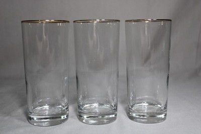 3 LUMINARC 6 1/4'' Tall Clear Glasses With Gold Trim