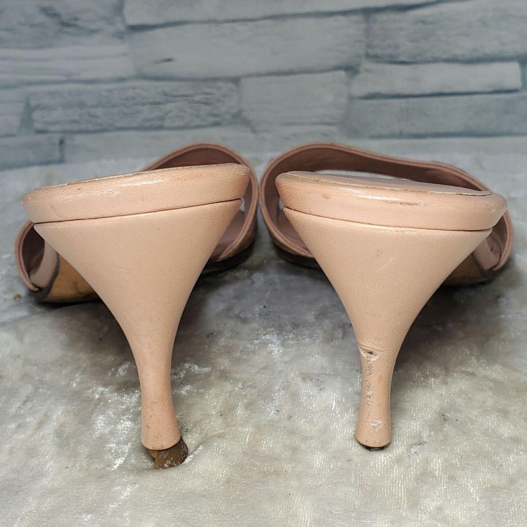 GUCCI Mules Sandals Heel Leather Pink Beige EU37/US7 116126c thumbnail 6