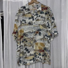 Vintage Hawaiian Shirt Men XL Hula Girls Graphic Print Rayon Campia Moda AOP