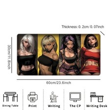 40 90cmLarge Anime Girl Pattern Mouse Pad - Non-Slip, Durable Stitched Edges, HD
