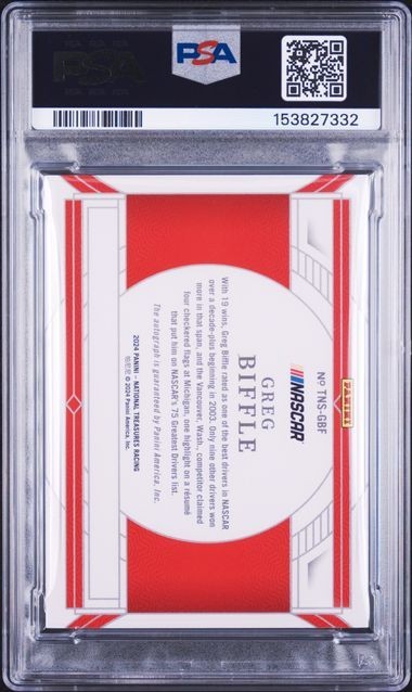 2024 PANINI NATIONAL TREASURES RACING Greg Biffle Auto /15 PSA 9 AUTO 7 view 2