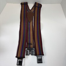 Perry Y Braces Suspenders Embossed Leather Patch Clips Hooks onto Belt Made USA