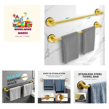Modern Brushed Gold Adjustable Towel Bar - 14.6-24 Inch Suction Design, 2 Pack