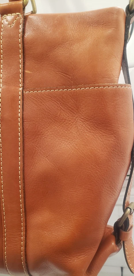 Patricia Nash Carducci Pocket Tan Brown Leather Shoulder Tote Bag Purse - Image 4 of 4