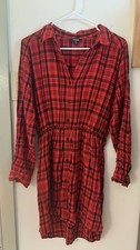 Express Red Plaid Soft Long Sleeve Shirt Dress Size Medium