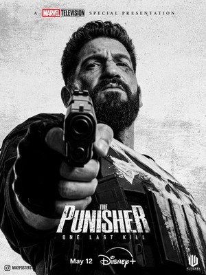 The Punisher Marvel TV Series Poster Black White Action Wall Art Print Unframed