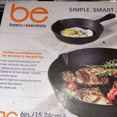 Basic Essentials 2 Piece Pre-Seasoned Cast Iron Fry Pan Set