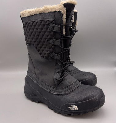 The North Face Boots Teens Size 6 Shellista Black Insulated Faux Fur Snow Winter