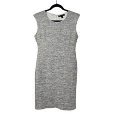 Banana Republic Blue White Metallic Tweed Knit Sheath Dress 6