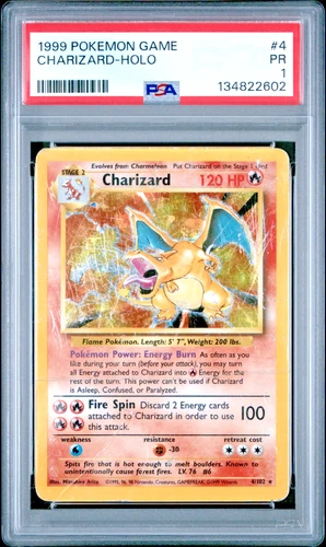 PSA 1 PR 1999 Base Set Charizard 4/102 Holo Foil Pokemon WOTC Unlimited