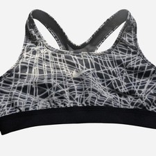 Nike Pro Dri Fit Sports Bra Racerback Black White Geometric Design Logo Sz S