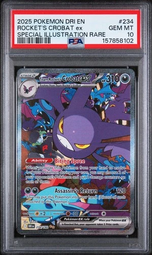 2025 POKEMON DRI EN-DESTINED RIVALS #234 TEAM ROCKET'S CROBAT EX PSA 10