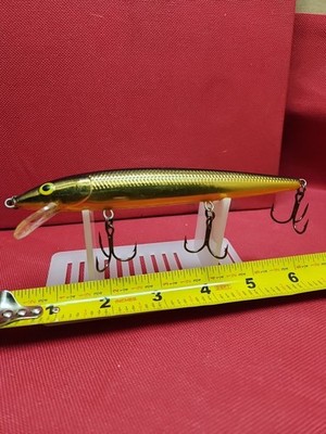 Vintage Rapala Classic Diving Rattling Minnow Fishing Lure 5.5'' Chrome Gold Shny