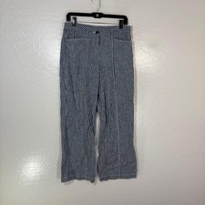 Sundance Pants Womens 4 Blue Stripe Chambray Chino Straight Leg Linen Blend