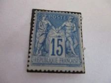 FRANCE SAGE No 90  BLUE 15cMINT UNUSED STAMP ON DISPLAY ALBUM HINGE BACKER