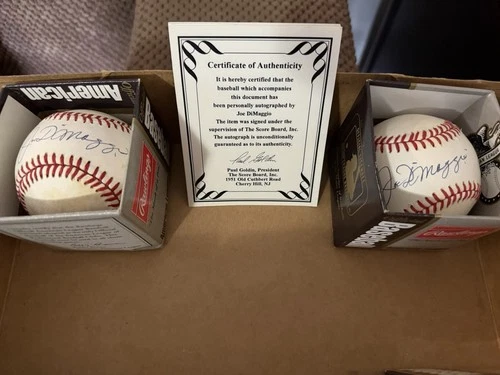 Joe DiMaggio Autographed Original Yankees Baseballs Score Board COA