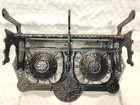 Antique 1880s Cast Iron And Glass Eastlake Double Inkwell & Letter Holder Stand — photo 4
