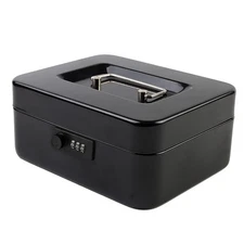 Kyodoled Medium Cash Box with Combination Lock Safe Metal Money Box with Mone...