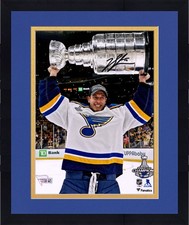 Framed Jordan Binnington Blues 2019 Stanley Cup Champs Signed 8x10 Cup Photo