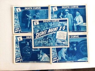 SECRET AGENT X 9....1945 SERIAL....CHAPTERS 3 and 7 COMPLETE LOBBY CARD SETS