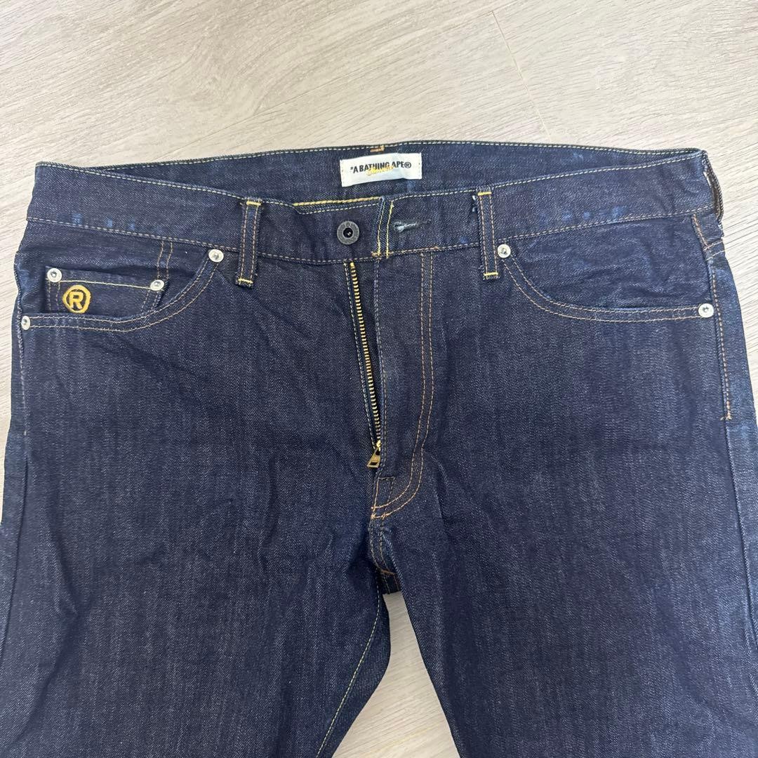 A BATHING APE Straight Denim Pants Jeans Dark Indigo Blue M BA0226205 thumbnail 2
