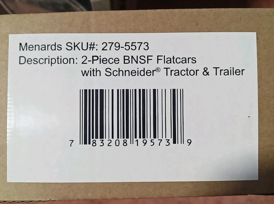 Menards Gold Line 2 Piece BNSF Flatcars With Schneider Tractor & Trailer 0 Gauge - Image 2 of 2