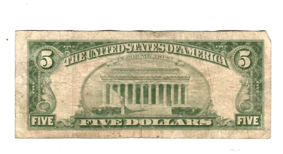 $5 "UNITED STATES NOTE" 1963  (ALTERED)   $5  1963 (YELLOW)  UNITED STATES NOTE - Image 3 of 3