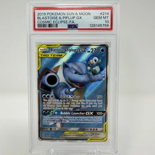 Blastoise & Piplup GX Full Art TAG TEAM Full Art Ultra Rare 214/236 PSA 10