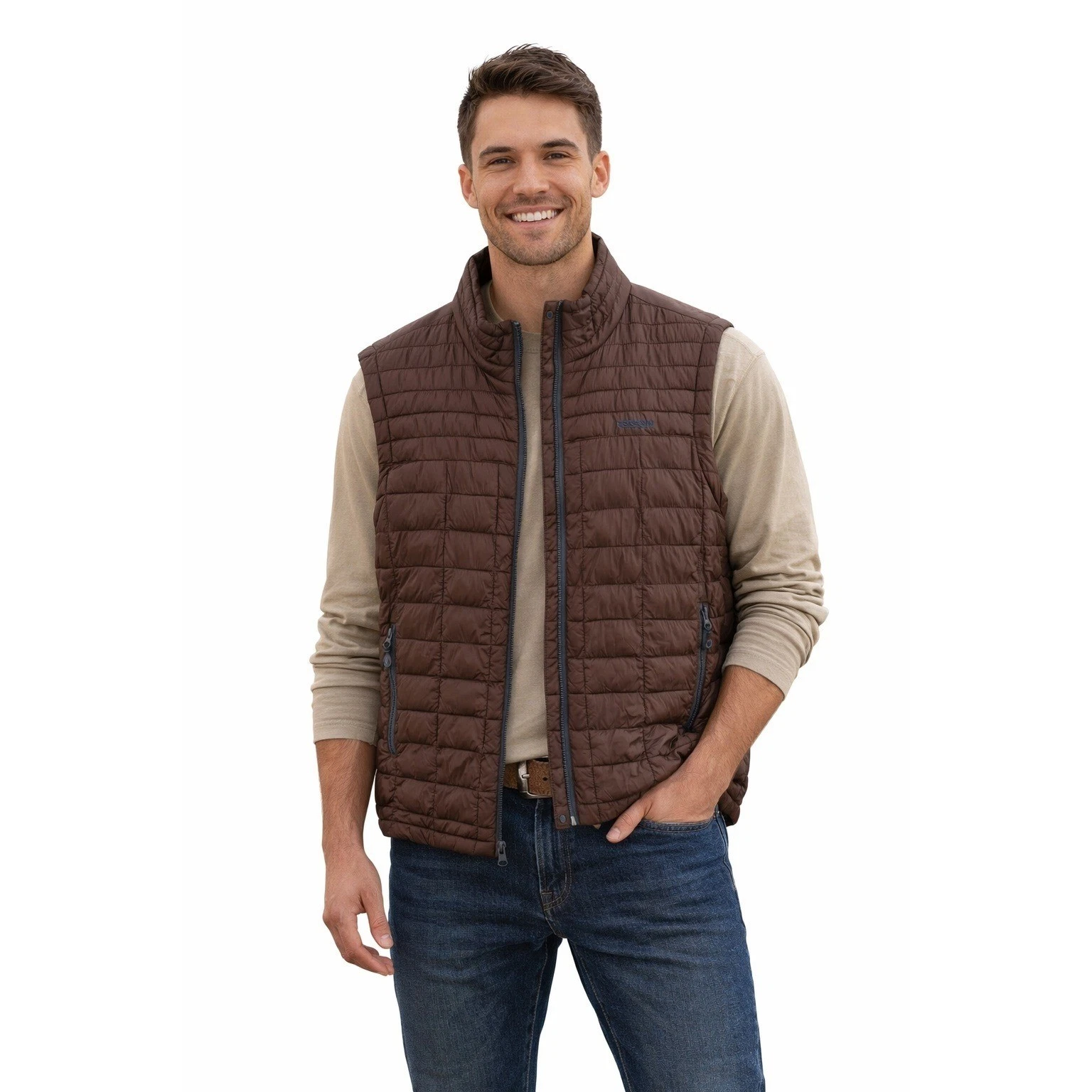 Resistol Cold Bloq Puffer Vest Brown Western Outdoor Workwear Quilted Zip XL