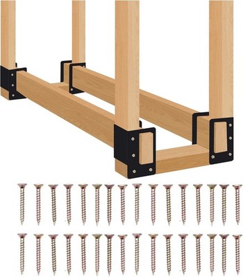 4 Pack Firewood Log Storage Rack Bracket,Indoor Outdoor Adjustable Heavy Duty