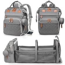 Astro alan Diaper Bag Backpack Multifunction Changing Pad Waterproof USB Grey