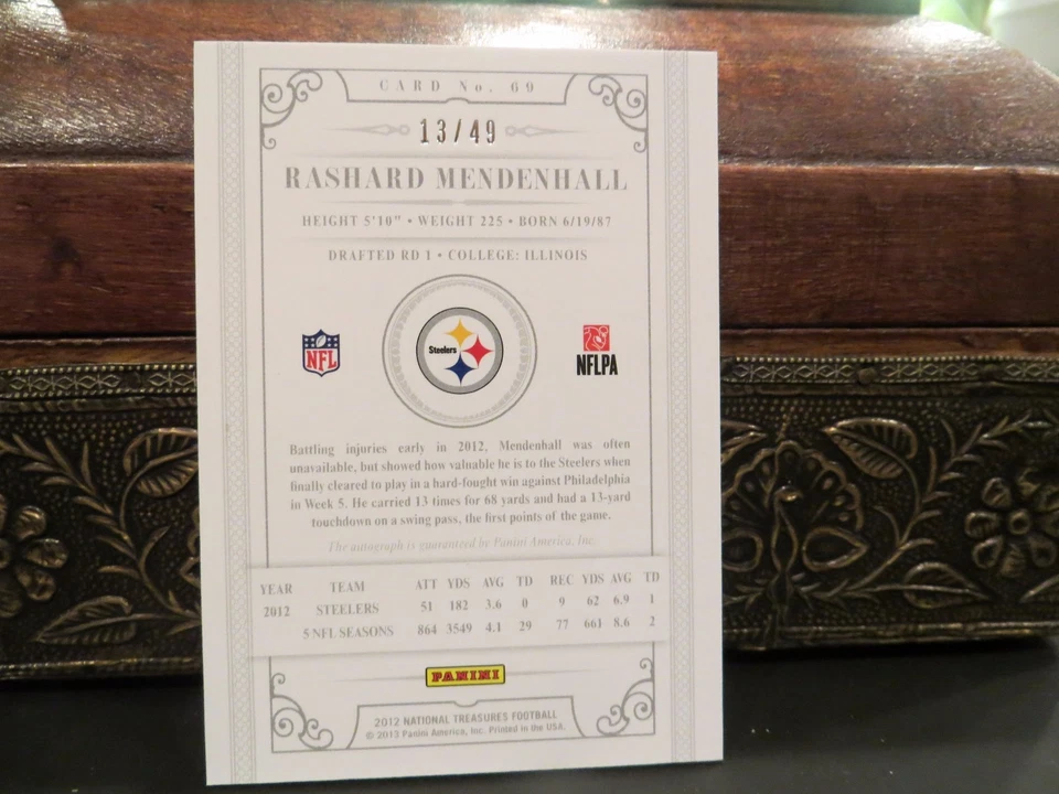 National Treasures Century Autograph Steelers Rashard Mendenhall 13/49 2012 - Image 3 of 3