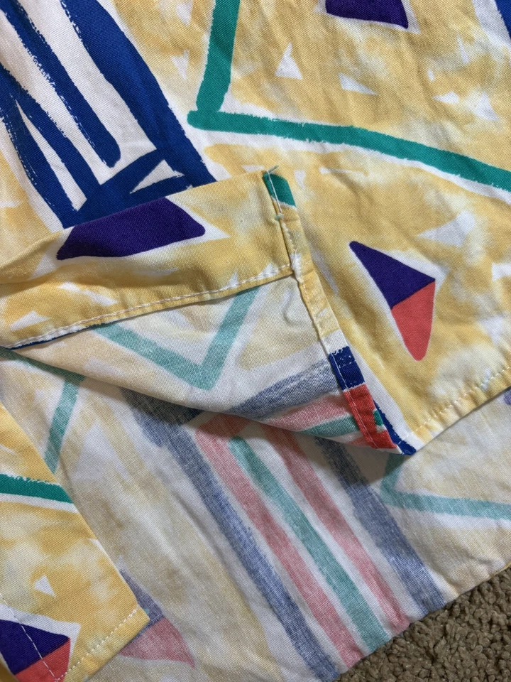 复古 Newport 蓝色纽扣衬衫男式 XL 80 年代设计底部单针 — 第 4/4 张图片