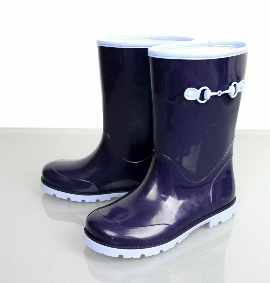 Gucci Niños Niños Azul Goma Bota de Lluvia con Horsebit 285287 4073 Foto 3 de 4