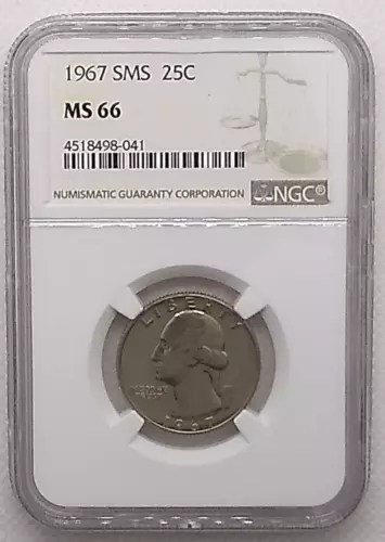 1967 SMS 25C NGC MS66 Washington Quarter