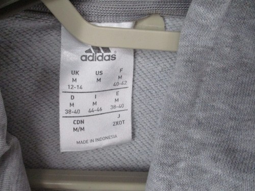 Adidas Jacket Womens Medium Grey Blue Hooded Pockets 3 Stripes Full Zip - Picture 8 of 23