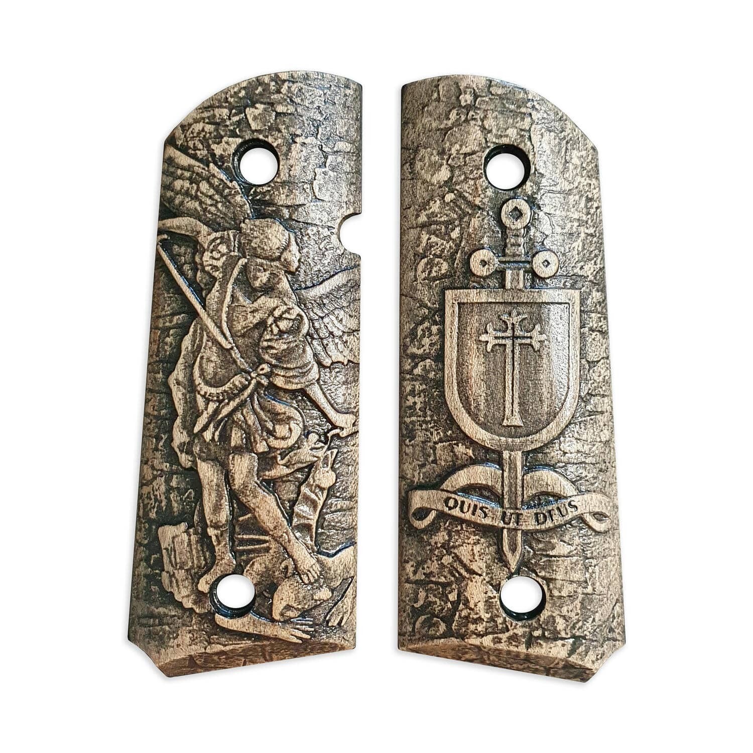 Quis Ut Deus - 1911 Compact Size Officers Grips