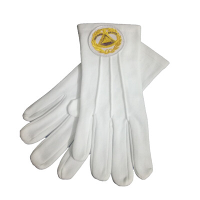 Masonic Regalia Grand Masters Machine Embroidered Masonic Cotton Gloves