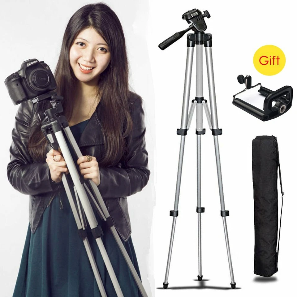 Portable Universal Aluminum Tripod Stand W/ Bag For Canon Nikon Camera Camcorder - Image 2 of 4